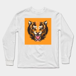 Colorful Tiger Face Illustration Long Sleeve T-Shirt